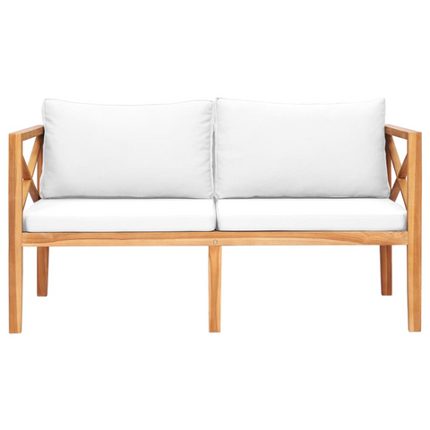 vidaXL Patio Bench with Cream Cushions Solid Teak Wood - WhatYouNeedSales