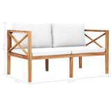 vidaXL Patio Bench with Cream Cushions Solid Teak Wood - WhatYouNeedSales