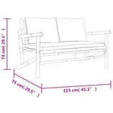 vidaXL Patio Bench with Cream White Cushions Bamboo - WhatYouNeedSales