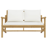 vidaXL Patio Bench with Cream White Cushions Bamboo - WhatYouNeedSales