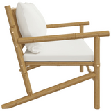 vidaXL Patio Bench with Cream White Cushions Bamboo - WhatYouNeedSales