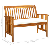 vidaXL Patio Bench with Cushion 46.9" Solid Acacia Wood - WhatYouNeedSales