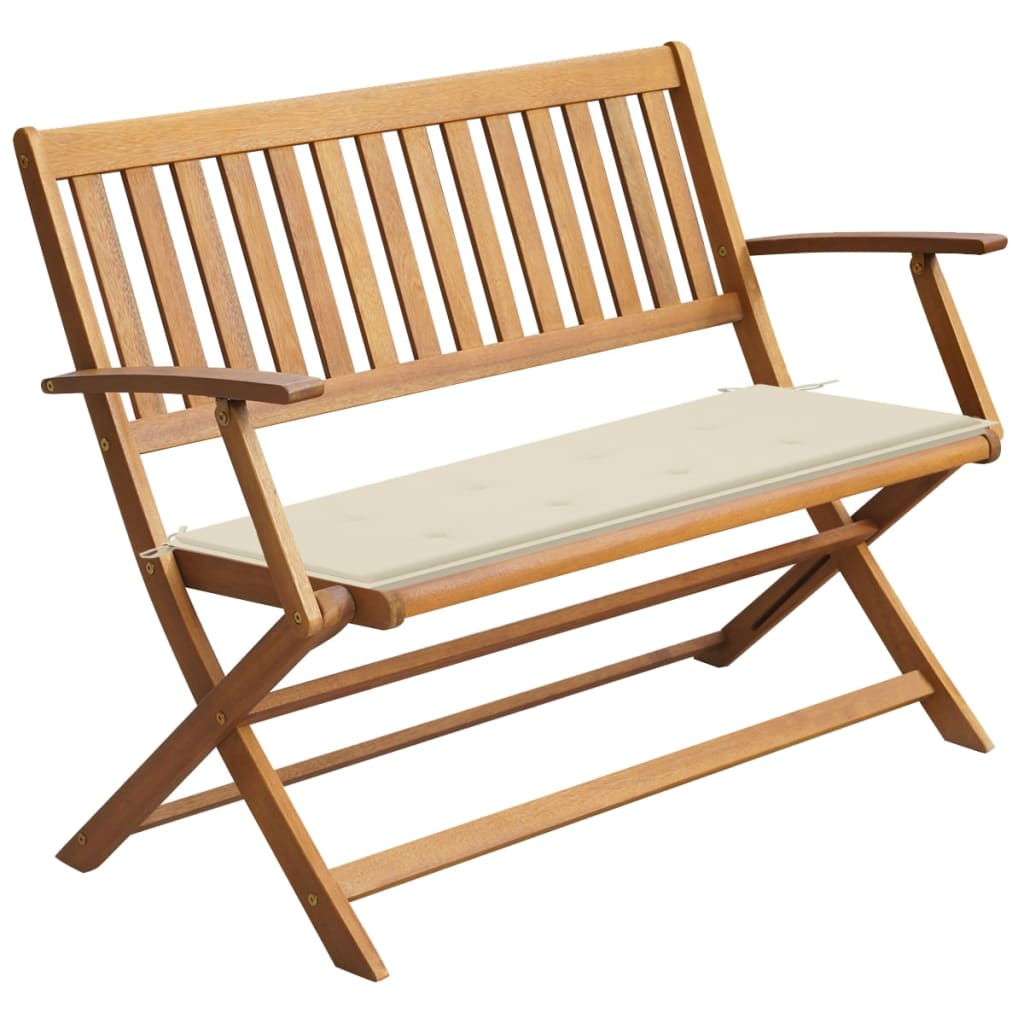 vidaXL Patio Bench with Cushion 47.2" Solid Acacia Wood - WhatYouNeedSales