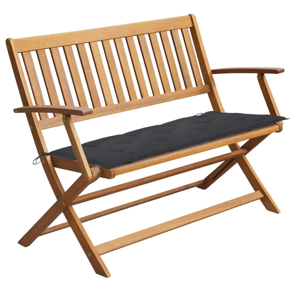 vidaXL Patio Bench with Cushion 47.2" Solid Acacia Wood - WhatYouNeedSales