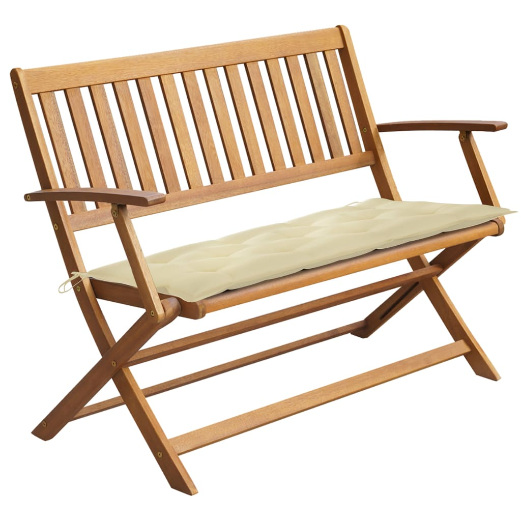 vidaXL Patio Bench with Cushion 47.2" Solid Acacia Wood - WhatYouNeedSales