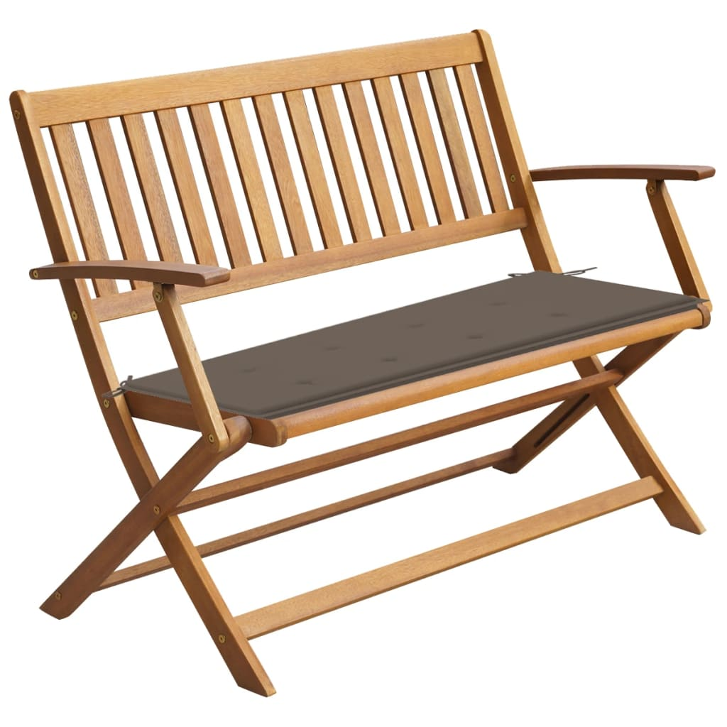 vidaXL Patio Bench with Cushion 47.2" Solid Acacia Wood - WhatYouNeedSales