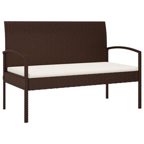 vidaXL Patio Bench with Cushion Brown 41.3" Poly Rattan - WhatYouNeedSales