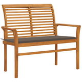 vidaXL Patio Bench with Taupe Cushion 44.1" Solid Teak Wood - WhatYouNeedSales