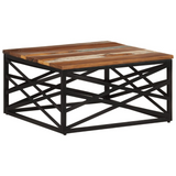 vidaXL Coffee Table 26.8"x26.8"x13.8" Solid Reclaimed Wood - WhatYouNeedSales