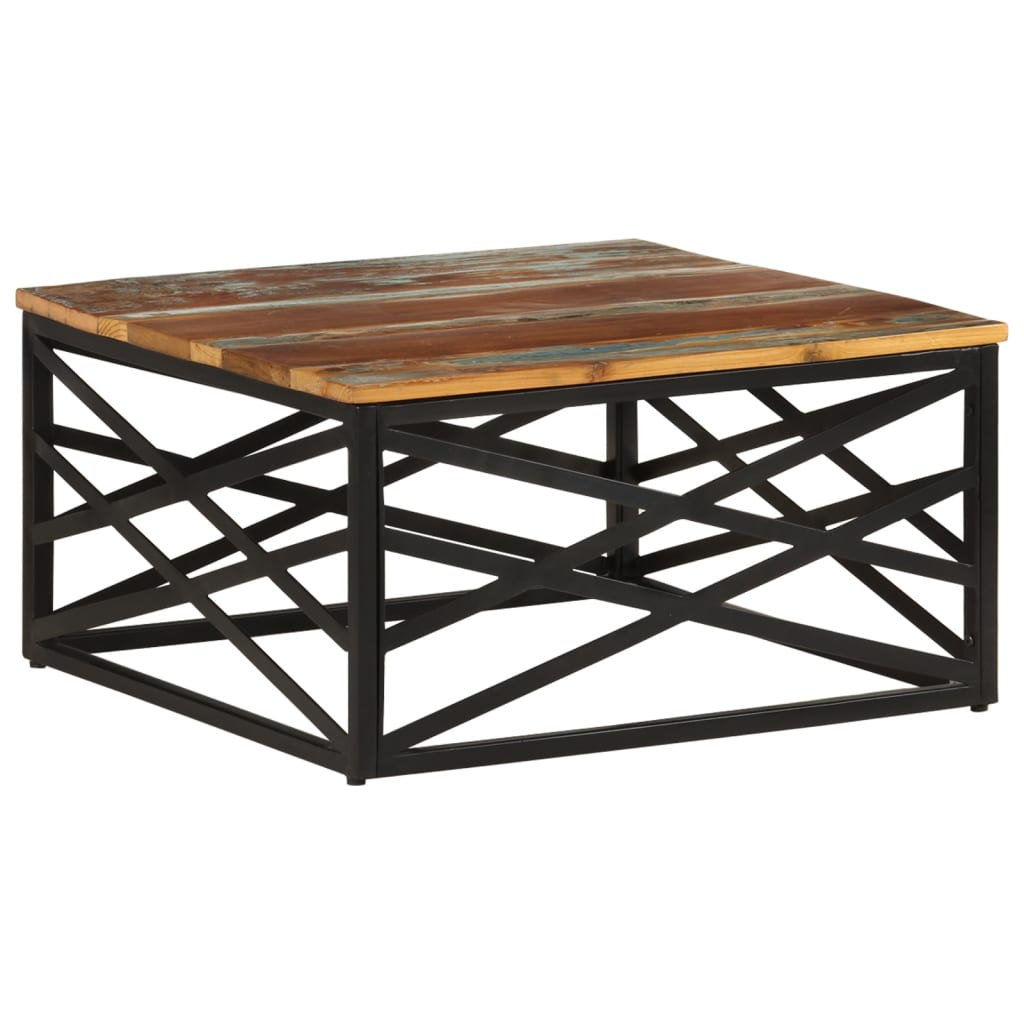 vidaXL Coffee Table 26.8"x26.8"x13.8" Solid Reclaimed Wood - WhatYouNeedSales