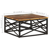 vidaXL Coffee Table 26.8"x26.8"x13.8" Solid Reclaimed Wood - WhatYouNeedSales