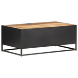 vidaXL Coffee Table 35.4"x19.7"x13.8" Rough Mango Wood and Natural Cane - WhatYouNeedSales