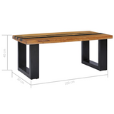 vidaXL Coffee Table 39.3"x19.6"x15.7" Solid Teak Wood and Lava Stone - WhatYouNeedSales