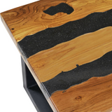 vidaXL Coffee Table 39.3"x19.6"x15.7" Solid Teak Wood and Lava Stone - WhatYouNeedSales