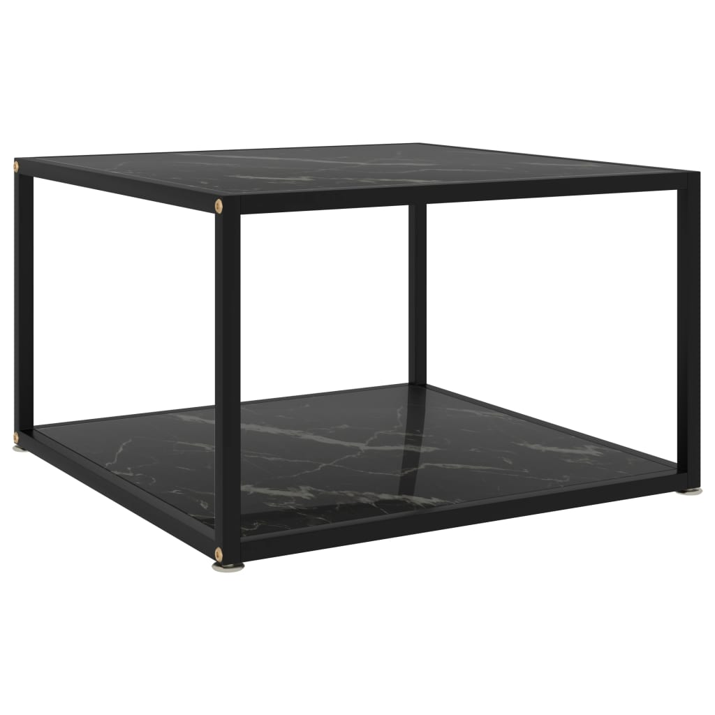 vidaXL Coffee Table Black 23.6"x23.6"x13.8" Tempered Glass - WhatYouNeedSales