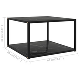 vidaXL Coffee Table Black 23.6"x23.6"x13.8" Tempered Glass - WhatYouNeedSales