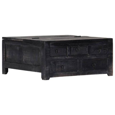 vidaXL Coffee Table Black 25.6"x25.6"x11.8" Solid Mango Wood - WhatYouNeedSales