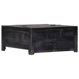 vidaXL Coffee Table Black 25.6"x25.6"x11.8" Solid Mango Wood - WhatYouNeedSales