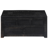 vidaXL Coffee Table Black 25.6"x25.6"x11.8" Solid Mango Wood - WhatYouNeedSales