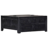 vidaXL Coffee Table Black 25.6"x25.6"x11.8" Solid Mango Wood - WhatYouNeedSales