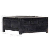 vidaXL Coffee Table Black 25.6"x25.6"x11.8" Solid Mango Wood - WhatYouNeedSales