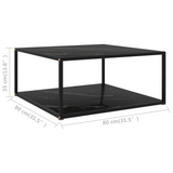 vidaXL Coffee Table Black 31.5"x31.5"x13.8" Tempered Glass - WhatYouNeedSales