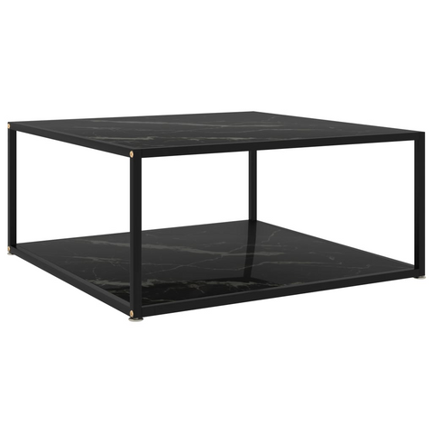 vidaXL Coffee Table Black 31.5"x31.5"x13.8" Tempered Glass - WhatYouNeedSales