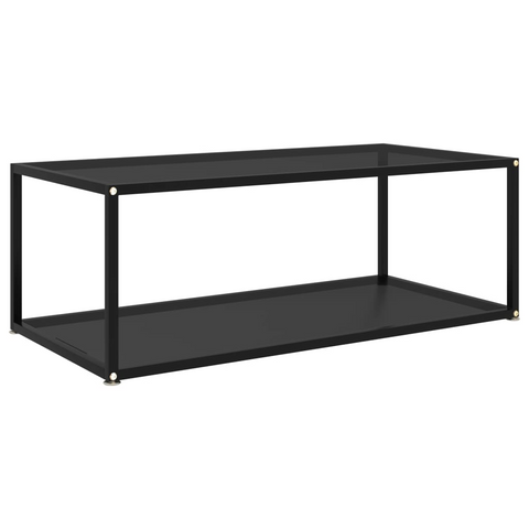 vidaXL Coffee Table Black 39.4"x19.7"x13.8" Tempered Glass - WhatYouNeedSales