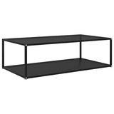 vidaXL Coffee Table Black 47.2"x23.6"x13.8" Tempered Glass - WhatYouNeedSales