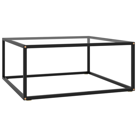 vidaXL Coffee Table Black with Tempered Glass 31.5"x31.5"x13.8" - WhatYouNeedSales