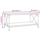 vidaXL Coffee Table Brown Oak 39.4"x19.7"x17.7" Engineered Wood and Iron - WhatYouNeedSales