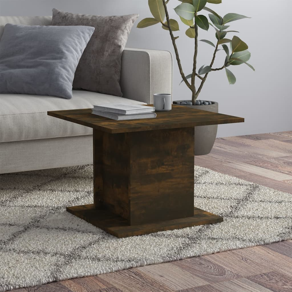 vidaXL Coffee Table Smoked Oak 21.9"x21.9"x15.7" Engineered Wood - WhatYouNeedSales