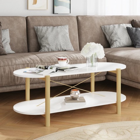 vidaXL Coffee Table White 43.3"x18.9"x15.7" Engineered Wood - WhatYouNeedSales