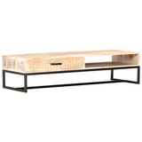 vidaXL Coffee Table White 46.1"x19.7"x11.8" Solid Acacia Wood - WhatYouNeedSales