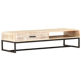 vidaXL Coffee Table White 46.1"x19.7"x11.8" Solid Acacia Wood - WhatYouNeedSales