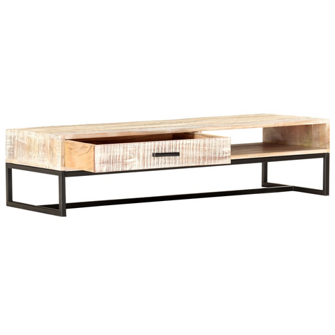 vidaXL Coffee Table White 46.1"x19.7"x11.8" Solid Acacia Wood - WhatYouNeedSales