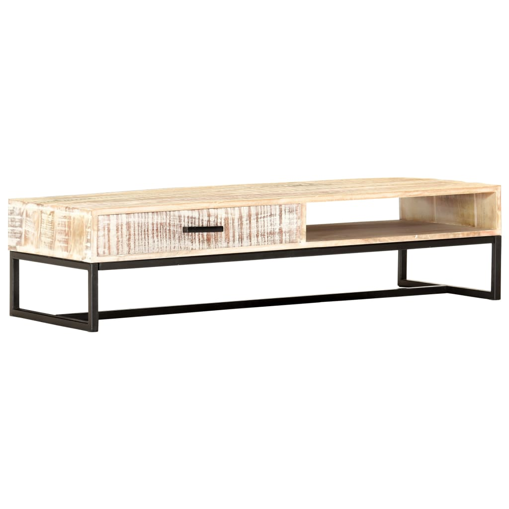 vidaXL Coffee Table White 46.1"x19.7"x11.8" Solid Acacia Wood - WhatYouNeedSales