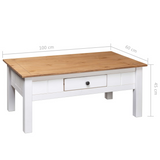 vidaXL Coffee Table White - Solid Pine Wood, Panama Range - 39.4"x23.6"x17.7" - WhatYouNeedSales