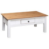 vidaXL Coffee Table White - Solid Pine Wood, Panama Range - 39.4"x23.6"x17.7" - WhatYouNeedSales