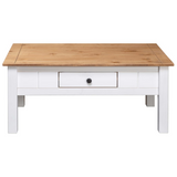 vidaXL Coffee Table White - Solid Pine Wood, Panama Range - 39.4"x23.6"x17.7" - WhatYouNeedSales