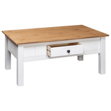 vidaXL Coffee Table White - Solid Pine Wood, Panama Range - 39.4"x23.6"x17.7" - WhatYouNeedSales