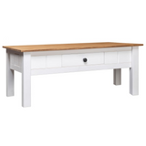 vidaXL Coffee Table White - Solid Pine Wood, Panama Range - 39.4"x23.6"x17.7" - WhatYouNeedSales