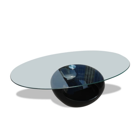 vidaXL Coffee Table with Oval Glass Top High Gloss Black - WhatYouNeedSales