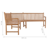 vidaXL Patio Corner Bench 72.8"x72.8"x35.4" Solid Teak Wood - WhatYouNeedSales