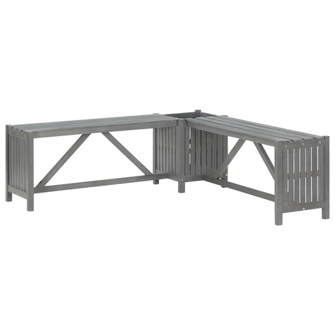 vidaXL Patio Corner Bench with Planter 46.1" Solid Acacia Wood Gray - WhatYouNeedSales