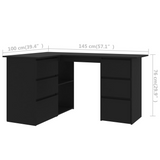 vidaXL Corner Desk Black 57.1"x39.4"x29.9" Engineered Wood - WhatYouNeedSales