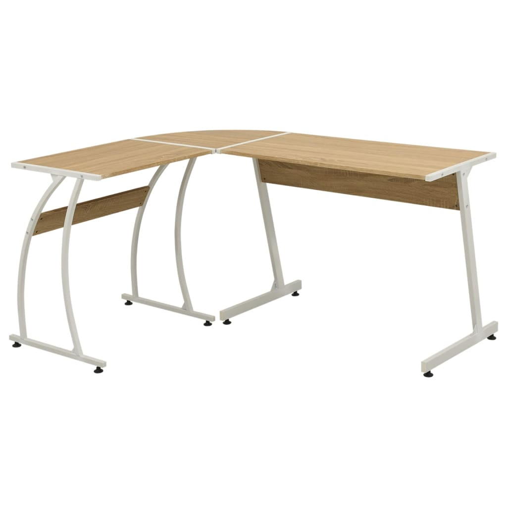 vidaXL Oak L-Shaped Corner Desk Universal Workstation - PinnacleWorkspace - WhatYouNeedSales