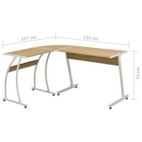 vidaXL Oak L-Shaped Corner Desk Universal Workstation - PinnacleWorkspace - WhatYouNeedSales