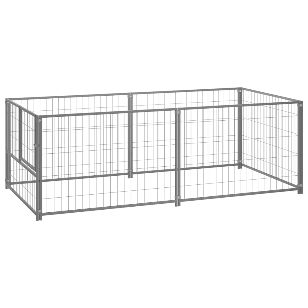 vidaXL Dog Kennel Silver 78.7’x39.4’x27.6’ Steel - Silver