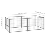 vidaXL Dog Kennel Silver 78.7’x39.4’x27.6’ Steel - Silver